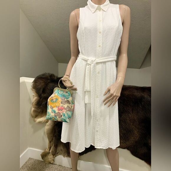 Handsewn Vintage Style Genuine Leather Floral Print Kiss lock Wristlet/Crossbody - Picture 8 of 15